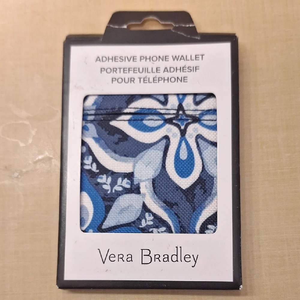 Vera Bradley Adhesive Phone Wallet Card Holder Blue Paisley StickOn Slim ID Case